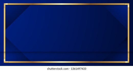 Abstract blue background in premium indian style. Template design for cover, business presentation, web banner, wedding invitation and luxury packaging. Vector illustration with golden border.