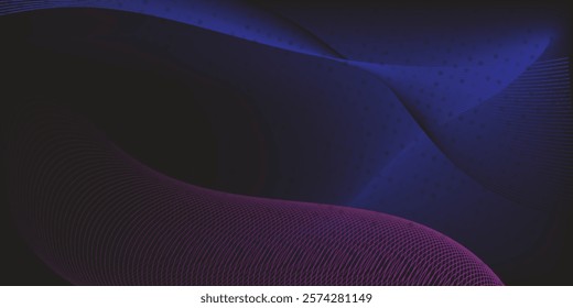 Abstract blue background with purple blue gradient waves and exotic dot grains