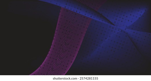 Abstract blue background with purple blue gradient waves and exotic dot grains