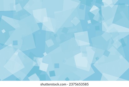 Abstract blue background of random squares of different sizes and transparency. Conceptual technologies. Space for your text. 3D vector illustration.