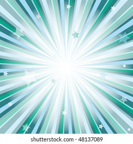 Abstract blue  background with rays and stars (vector EPS 10)