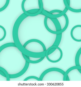 Abstract blue background with rings of mint color. Paper circle banner background. Stock vector.