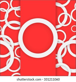 Abstract blue background with rings. Paper circle banner background. Stock vector.