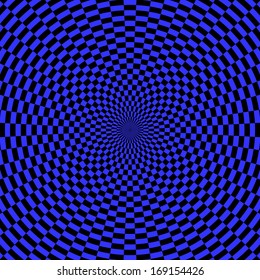 Abstract blue background. Rotation movement illusion. Vector art.