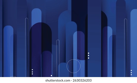 Abstract Blue Background with Rounded Rectangles and Lines