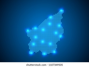 Abstract blue background with San Marino map, internet line, connected points. San Marino map with dot nodes. Global network connection concept. Wire frame 3D mesh polygonal network line. vector.