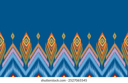 Abstractas fondo azul. Patrón de tela ikat sin costuras en estilo tribal étnico oriental tradicional.