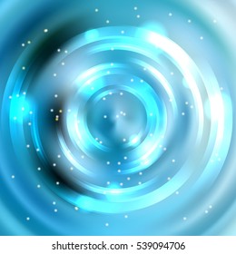 Abstract blue background, Shining circle tunnel. Elegant modern geometric wallpaper.   Vector  illustration. 