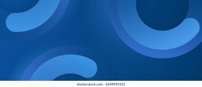 Fundo azul abstrato com linhas curvas brilhantes. Padrão moderno de linhas de círculo geométrico gradiente azul brilhante.