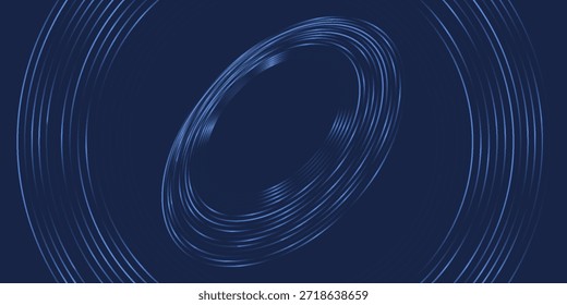 Abstract blue background with shining curved lines. Shiny blue swirl curved lines design. Spiral lines. Futuristic Technology Pattern