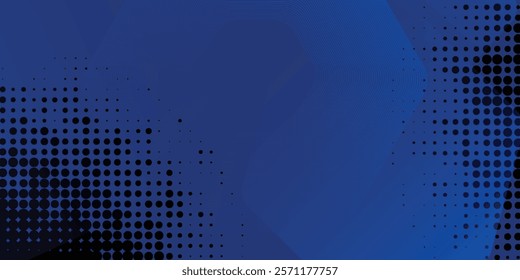 abstract blue background with shining geometric lines. Blue gradient hexagon shape design. Futuristic technology concept with black spots

