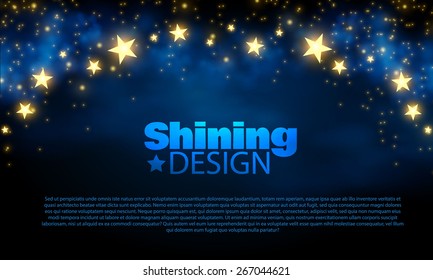 Abstract blue background with shining stars. Vector illustration 