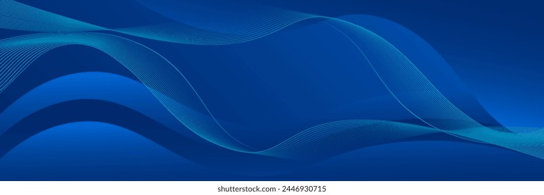 Fondo azul Abstractas con ondas brillantes. Elemento de diseño de líneas móviles azul brillante. Líneas onduladas lisas modernas. Adecuado para Anuncios, folletos, cubiertas, Sitios web, empresas, Panfletos