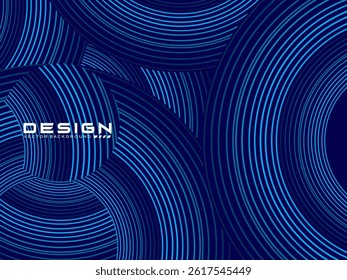 Abstract blue background with shiny circle lines geometric design. Abstract background with modern artistic gradient circular lines texture.	