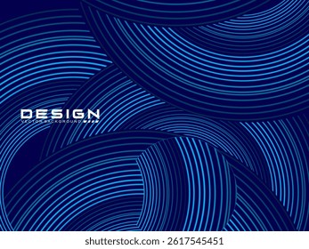 Abstract blue background with shiny circle lines geometric design. Abstract background with modern artistic gradient circular lines texture.	