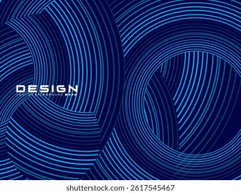 Abstract blue background with shiny circle lines geometric design. Abstract background with modern artistic gradient circular lines texture.	