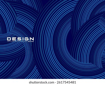 Abstract blue background with shiny circle lines geometric design. Abstract background with modern artistic gradient circular lines texture.	
