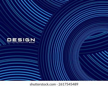 Abstract blue background with shiny circle lines geometric design. Abstract background with modern artistic gradient circular lines texture.	