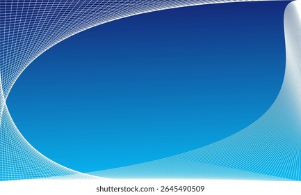 Abstract blue background with a shiny frame of lines and copy space
