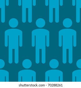 Abstract blue background with silhouettes of men. Seamless pattern for your design. Vector illustration.