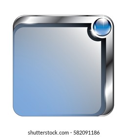 Abstract blue background with a silver frame, with space for your text. Vector illustration.