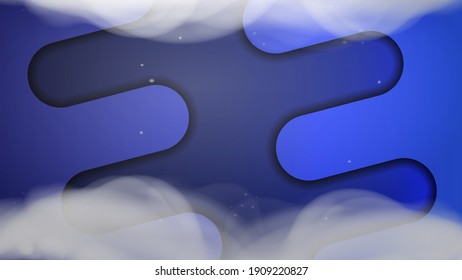 Abstract blue background with smoke. Ready-made banner or poster with a place for text or product. Vector 