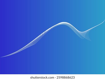 Abstract blue background with a smoky shape made of thin lines