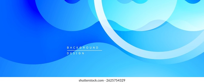 Abstract blue background. Smooth curves overlap creating dynamic visual effect. Modern design suitable for digital projects.
