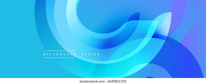 Abstract blue background. Smooth flowing shapes create dynamic visual effect. Modern design suitable for banners, websites.