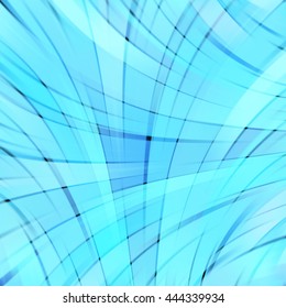 Abstract blue background with smooth lines. Color waves, pattern, art, wallpaper, technology backdrop.  Vector illustration
