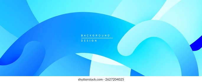 Abstract blue background. Smooth shapes overlap creating dynamic composition. Modern design element for digital projects.