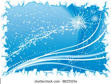 Abstract blue background with snowflakes