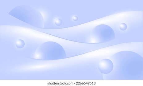 Abstract blue background with soft gradient, waves, 3d spheres and geometric shapes. Design template for wallpaper, cover, post, banner, flyer, social media, poster. Simple vector design trend color. 