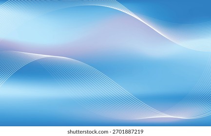Abstract blue background with soft wavy lines and smooth gradients. Perfect for modern design templates, digital presentations, banners, and elegant minimal artwork.
