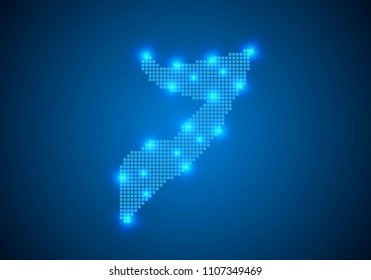 Abstract blue background with Somalia map, internet line, connected points.  map with dot nodes. Global network connection concept. Wire frame 3D mesh polygonal network line. vector.