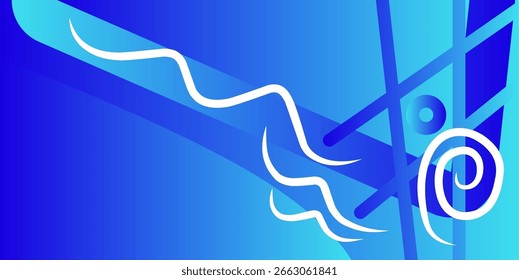 Fondo azul abstracto con algunas líneas suaves y algunas curvas en él