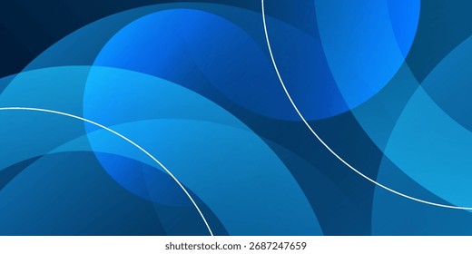 Abstract blue background with sparkling geometric lines. Modern blue gradient circle shape design. Futuristic technology concept. Suitable for modern brochures, posters, banners, and covers.