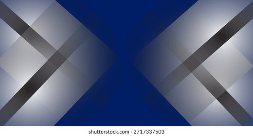 Abstrakter blauer Hintergrund mit funkelnden geometrischen Linien. Schwarz-Weiß-Farbverlauf quadratische Form Design. Futuristisches Technologiekonzept. Geeignet für Broschüren, Unternehmens-Websites, Plakate und Banner, Vektorgrafik.
