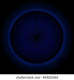 Abstract blue background with sparkling round frame. Vector Illustration.