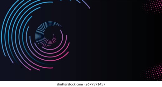 Abstract Blue abstract background with spiral circle lines, technology futuristic template.