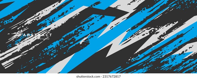 Abstract blue background for sports racing premium vector design. Grunge banner background illustration