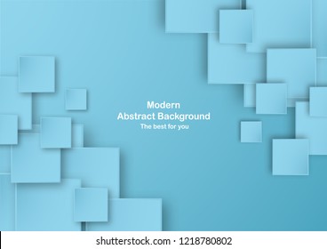 Abstract blue background in square shape with pastel color. Template for business presentation, cover. New trend of vector illustration with 3D style.