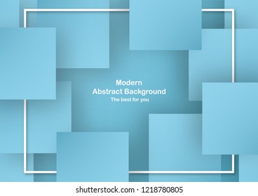 Abstract blue background in square shape with pastel color. Template for business presentation, cover. New trend of vector illustration with 3D style.