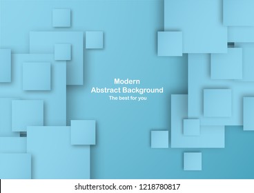 Abstract blue background in square shape with pastel color. Template for business presentation, cover. New trend of vector illustration with 3D style.