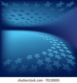 abstract blue background stars with perspective effect