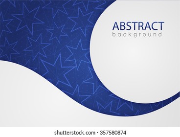 Abstract blue background with stars with space for text. Vector illustration