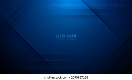 Abstract blue background with stripes lines and light. Modern element for banner, flyer. Vector illustration