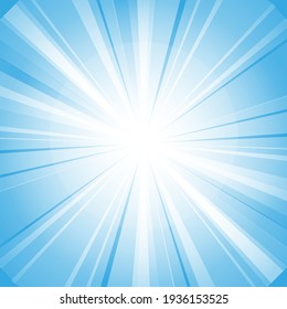 Abstract blue background with sun ray. Summer vector illustration for design