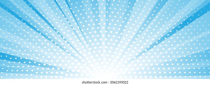 Abstract blue background with sun ray and dots. Summer vector illustration for design