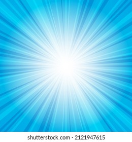 Resumen de fondo azul con rayos solares. Ilustración vectorial de verano para el diseño